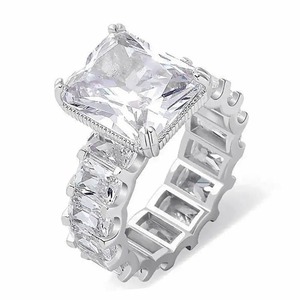 925 Sterling Silver High Quality Silver Plated <b>Fine</b> <b>Rings</b> VVS Moissanite Diamond <b>Ring</b> Radiant Cut Diamond <b>Ring</b> for Unisex - Product Image 1