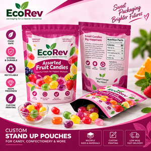 ถุงซิปล็อค EcoRev สำหรับอาหาร ชนิดตั้งได้ รีไซเคิลได้ เหมาะสำหรับบรรจุถั่วรวม อัลมอนด์ พิสตาชิโอ ถุงขนมพรีเมียม - Product Image 6