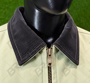 Blouson en jean délavé vert clair pour homme, décontracté, zippé, style workwear, avec col contrastant, poches plaquées, tricoté, printemps - Product Image 4