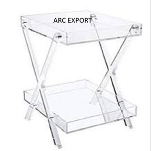 Table blanche à 2 niveaux en acrylique de grande taille de qualité exclusive pour la maison et le salon Tables d'appoint décoratives à des prix compétitifs - Product Image 1