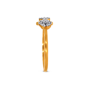 Elite Gold Ring with Diamond-<b>Studded</b> Leaf Motif Marquise Cut Cluster, 0.35 Ct, Premium Wholesale Engagement Line - Product Image 1