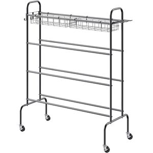 Supporto per Allenamento di Tiro a Canestro a 4 Livelli con Ruote e Ganci, Organizzatore per Attrezzature Sportive - Product Image 1