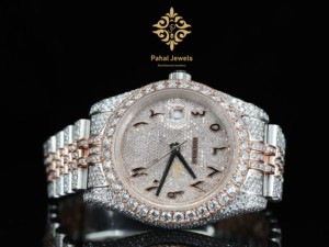 Reloj de Diamantes para Mujer Pahal Jewels, Caja Redonda de Acero Inoxidable de 40 mm, Visualización de Fecha Analógica, Movimiento de Cuarzo, Lujoso y Moderno - Product Image 5