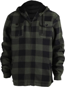 Wholesale ARTIZ INTERNATIONAL Letterman <b>Flannel</b> <b>Jacket</b> Durable Windproof Eco-Friendly Hooded Nylon/Cotton Front Logo <b>Men's</b> - Product Image 5