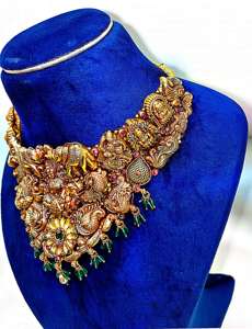 Collar de joyería tradicional india de oro de 22k, collar de novia Haram para bodas, para mujeres, disponible en ORO/PLATA/BRONCE - Product Image 2