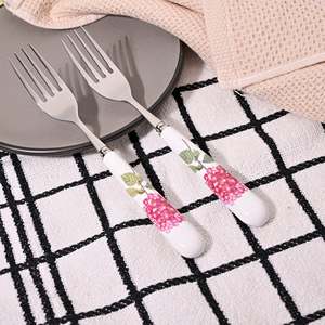 Hydrangea Bloom Ceramic-Handled Disposable <b>Forks</b> Set of 2-for Home or Restaurant Versatile for Dinners Fruits or Desserts - Product Image 5