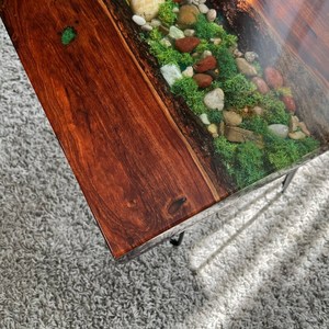 Emerald River Wooden Moss <b>Epoxy</b> <b>Table</b> Handmade Rustic Nature Inspired <b>Coffee</b> <b>Table</b> Artistic Pebble Forest Design Luxury Home - Product Image 3