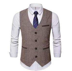 Low Price New Autumn Men's Slim Cotton Eco-Friendly Formal Vest Vest Casual <b>Sleeveless</b> Formal Business - Product Image 1