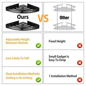 ชั้นวางของในห้องน้ำแบบติดผนังอะลูมิเนียมสำหรับมุมห้องอาบน้ำ ไม่ต้องเจาะผนัง พร้อมตะกร้าเก็บของ - Product Image 6
