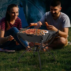 Barbecues de camping 3-en-1 en acier inoxydable avec sac de transport et gants pour la cuisson au feu de camp - Product Image 2