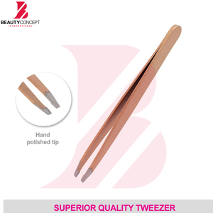 Pinzas para Cejas de Acero Inoxidable con Punta Inclinada de Beauty Concept International, Ligeras y Duraderas para Uso en Casa o Salón de Belleza - Product Image 2