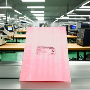 Sacs en plastique LDPE rose antistatiques ESD à fermeture éclair pour le stockage et l'emballage sécurisés des composants électroniques - Product Image 1
