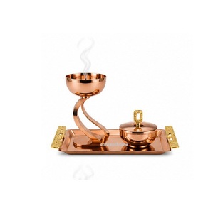 Stainless Steel Incense <b>Burner</b> Set With Tray Aromatic Diffuser Floral Design All Season Use - Product Image 6