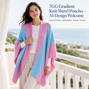 OEM Custom Logo Fringe <b>Knitted</b> Wool/Acrylic Breathable Shawl Wrap Winter Scarf Poncho <b>Cape</b> Factory Direct Wholesale - Product Image 2