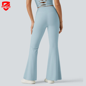 <b>Women</b> High Waist Yoga <b>Flare</b> Pants Lady Scrunch Butt Running Bell Bottom Female Tight Pocket Gym Wide Leg Trousers <b>Leggings</b> - Product Image 2