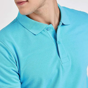 Polo homme en jersey de haute qualité, manches courtes, coupe classique, tissu Oxford en coton, style décontracté, bleu uni, teinture unie - Product Image 6