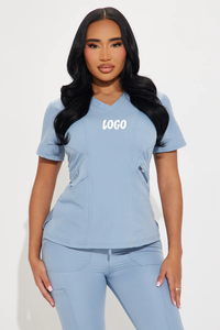 Conjuntos de Uniformes Médicos Personalizados con Logotipo de Fábrica para Mujer - Uniforme de Enfermera/Doctora en Tela Elástica de Lona para Uso Hospitalario en Todas las Estaciones - Product Image 3