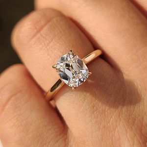 Bague de fiançailles solitaire en diamant de laboratoire taille ancienne européenne, or massif 14K 18K, bijou élégant pour mariage, cadeau, fête - Product Image 2