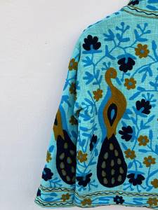 Veste courte matelassée en coton brodée Suzani unisexe coupe-vent élégante pour la plage, collection automne-hiver, cadeau pour elle - Product Image 5