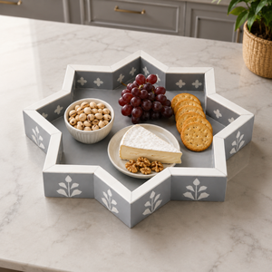 Luxury Star Shape Mother of Pearl Serving Tray| Handmade Ramadan Eid Decorative Dry Fruit Tray for Home Decor <b>Gift</b> & Kitchenware - Product Image 3