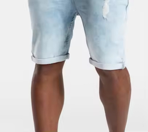 กางเกงยีนส์ขาสั้นทรงตรงเอวกลางสำหรับผู้ชาย สไตล์ลำลอง ซักแบบดิสเทรส แห้งเร็ว ระบายอากาศได้ดี เหมาะสำหรับฤดูใบไม้ร่วง - Product Image 3