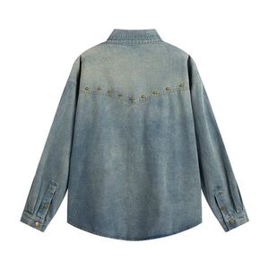 Chemise en jean décontractée chic pour femme, coupe ample, manches longues, boutonnée, style western, bleu denim - Product Image 2