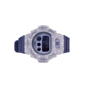 Superbe montre élégante en moissanite et diamant avec boîtier en acier inoxydable, design unisexe - Demi-montre entièrement sertie de diamants - Product Image 1