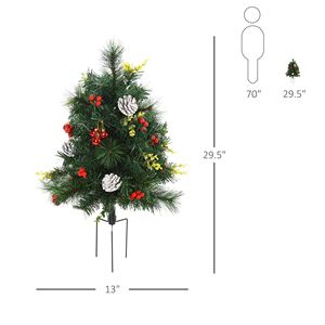 Set di 2 Alberi di Natale Artificiali Sottili con 24 Luci Bianche Calde, Decorazioni Natalizie Verdi, Set da 2 Pezzi - Product Image 3