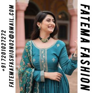 Vestidos Anarkali Indios de Moda, Fatema Fashion, Listos para Usar, Lavables a Máquina, Bordado con Hilo Chinon, Trabajo en Organza Suave, Estilo Cutwork para Fiesta - Product Image 2