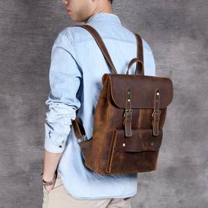 Mochila de Cuero Genuino Personalizada al por Mayor, Bolso de Cuero Real Vintage para Portátil, Bolsos de Viaje para Hombre, Negocios y Aire Libre LBK-0107 - Product Image 3
