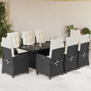 Set da Pranzo da Giardino in Rattan PE Nero per 6 Persone con Braccioli Regolabili, Arredamento da Esterno in Stile Contemporaneo - Product Image 1