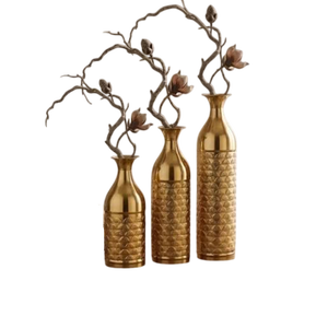 Modern Brass Tabletop <b>Vases</b> Set Golden Finish High Quality <b>Decorative</b> <b>Vases</b> for Housewarming Gift Flower <b>Vase</b> Decor - Product Image 5
