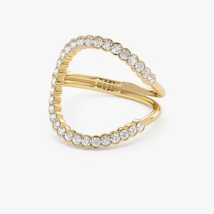 Bague en diamant rond cultivé en laboratoire pour femme, or massif 14 carats, élégante, avec bande festonnée, cadeau d'anniversaire, idéale pour une petite amie - Product Image 1