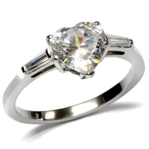 TK027 - Anello in Acciaio Inossidabile Lucidato a Specchio con Zirconi Cubici di Grado AAA - Piatti e Stoviglie - Product Image 1