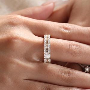 <b>Large</b> Emerald Cut Moissanite Eternity Band Shared-Prong U Shaped Setting Classic Gold Statement Wedding & Anniversary <b>Ring</b> - Product Image 1