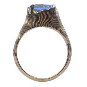 Anillo de Cóctel de Oro Amarillo con Topacio Azul de Corte Ovalado, Engaste de Garras, Estilo Clásico, para Uso Diario Masculino - Product Image 5