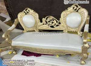 Escenario DE BODA judío Novia Novio Sofá a la venta Estilo Maharaja Boda Novia Novio Sofá Blanco Oro Tallado Real Antiguo Sofá - Product Image 4