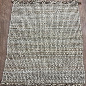 Scandinavian <b>Jute</b> Area <b>Rug</b> Rectangle Solid Color Flat Weave Eco Friendly Living Room <b>Rug</b> With Fringe Edge - Product Image 4