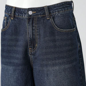 Pantalones cortos de mezclilla clásicos para hombre, lavado oscuro, de algodón 100% de alta densidad, estilo casual urbano, a la moda de verano, hasta la rodilla - Product Image 1