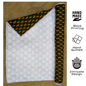 Jaipuri Hand Block Printed 60 X 40 inches size Pure Cotton Baby Quilt Boho print Super Soft Travel Eco-friendly Non Toxic Dyes - Product Image 2