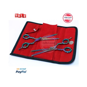 Ciseaux professionnels pour éclaircir, en acier inoxydable, confortables, à coupe de couleur bleue, ciseaux de coiffure - Product Image 6