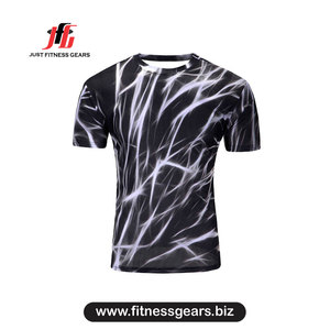 T-shirt sportif à manches courtes pour homme, imprimé géométrique vert, coupe classique, séchage rapide, polyester tricoté - Product Image 6