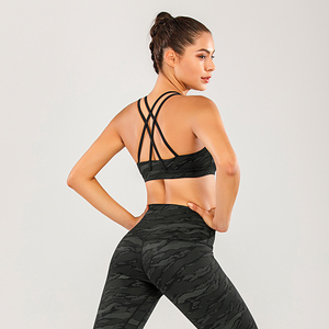 Women Sports <b>Bra</b> Set Camouflage Print Racerback High Waist Leggings Yoga Fitness Wear Sweat-Wicking Breathable Four-Way <b>Stretch</b> - Product Image 5