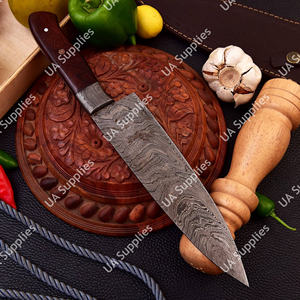 Couteau de Chef de Cuisine Ambidextre en Acier Damas Forgé à Manche Intégral de 8 Pouces avec Embout en Damas et Manche Ergonomique en Bois de Palissandre – Qualité Supérieure - Product Image 4