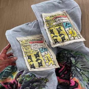 Conjunto de Sudadera con Capucha y Pantalones Cortos de Felpa 100% Algodón con Lavado Ácido Personalizado, Bordado Gráfico 3D, Estilo Urbano Hip Hop - Product Image 3