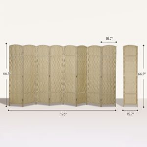 Paravento Divisorio Tradizionale a 8 Pannelli, Alto 1,70 m, Beige, in MDF, Autoportante per Privacy in Casa e Ufficio - Product Image 3