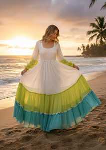 ชุดเดรสสั้นคอวีพิมพ์ลายสำหรับผู้หญิง เหมาะสำหรับวันพักผ่อนริมชายหาดและสวมใส่ได้ทุกวัน ให้ลุคหรูหราสง่างามในฤดูร้อน ทำจากผ้าฝ้าย ชุดเดรสยาวแม็กซี่ - Product Image 3