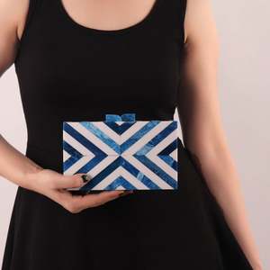 Bolso de mano de noche de madera natural, hecho a mano, de resina y madera, con diseño geométrico, de moda, para fiesta, nupcial, ecológico, promocional - Product Image 6