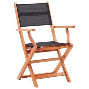 Ensemble de 4 chaises de jardin noires avec assise en bois naturel, résistantes pour l'extérieur - Product Image 2