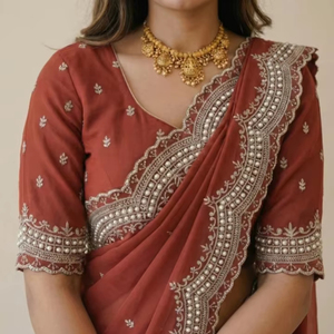 Sari de Georgette Bordado al Estilo Bollywood KV - Product Image 1